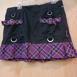 Tripp NYC Goth Punk Black Purple Plaid Pleated Mini Skirt XS